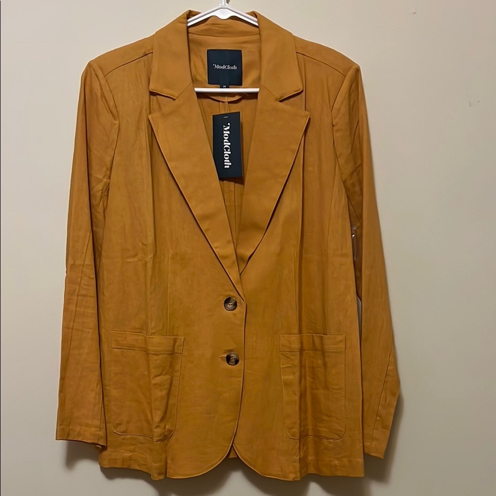 Women's Mustard Linen Blazer